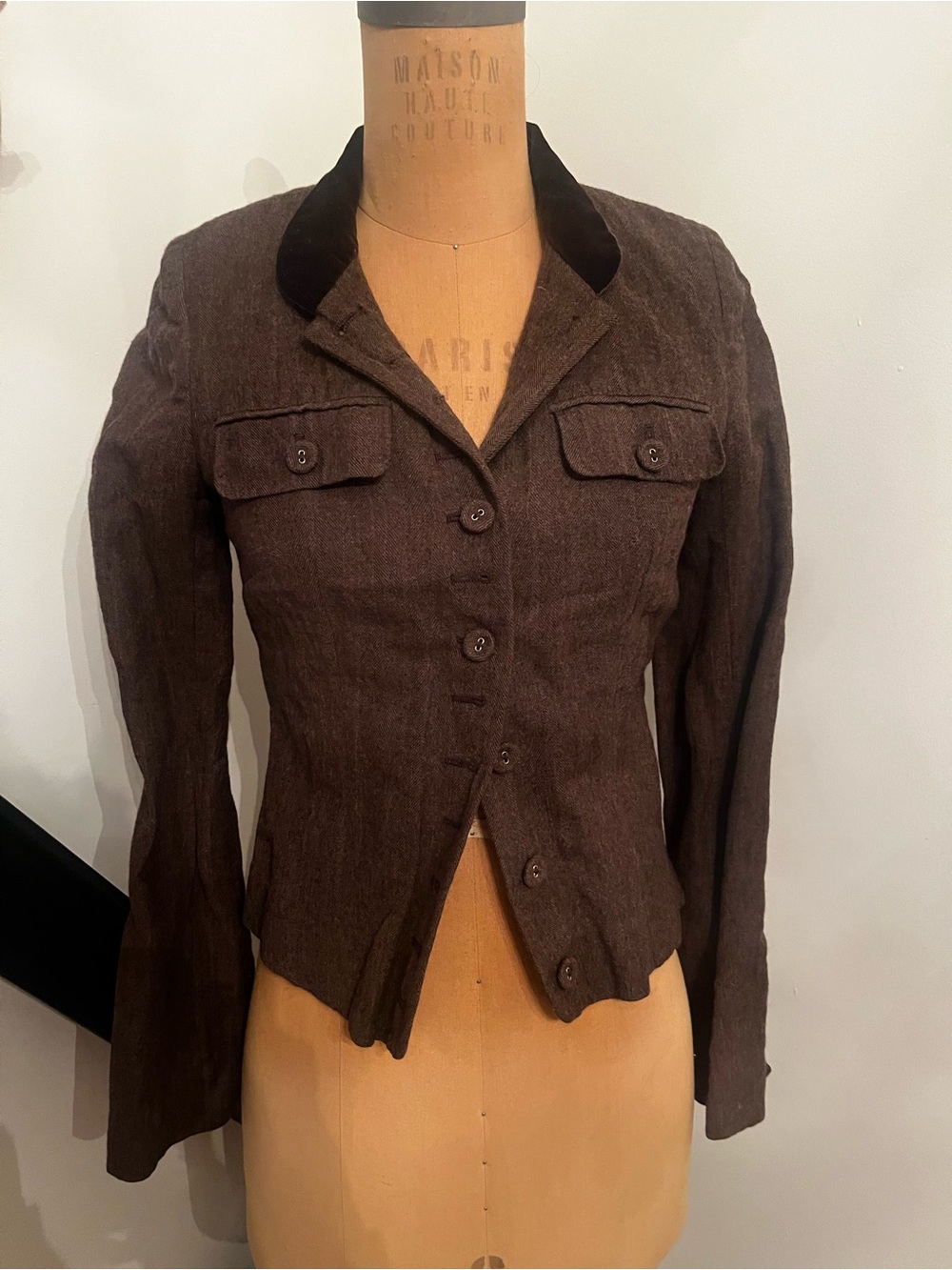 Womens Brown Tailored Button-Up Jacket